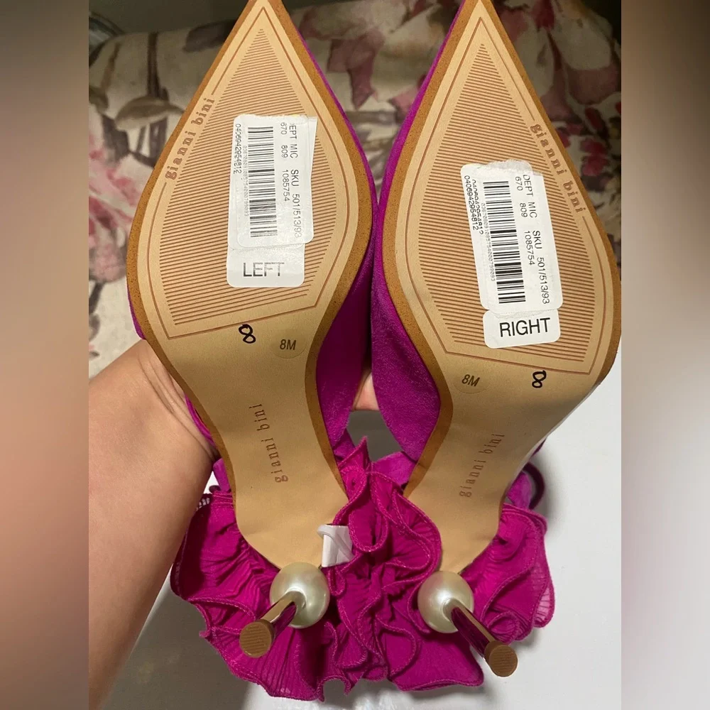 Gianni Bini Pink Heels with Ruffle Detail - Picture 8 of 15